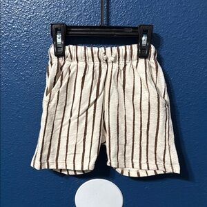 Zara Cream and Brown Relaxed Fit Shorts